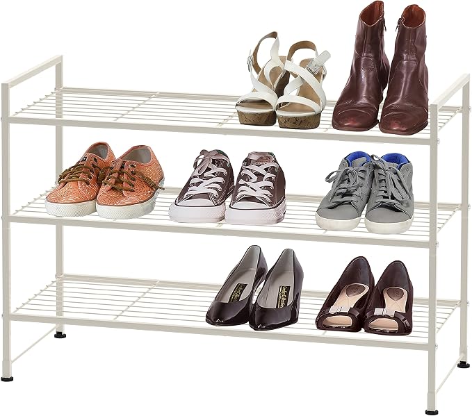 Simple Houseware 3-Tier Stackable Shoes Rack Storage Shelf, White by SimpleHouseware