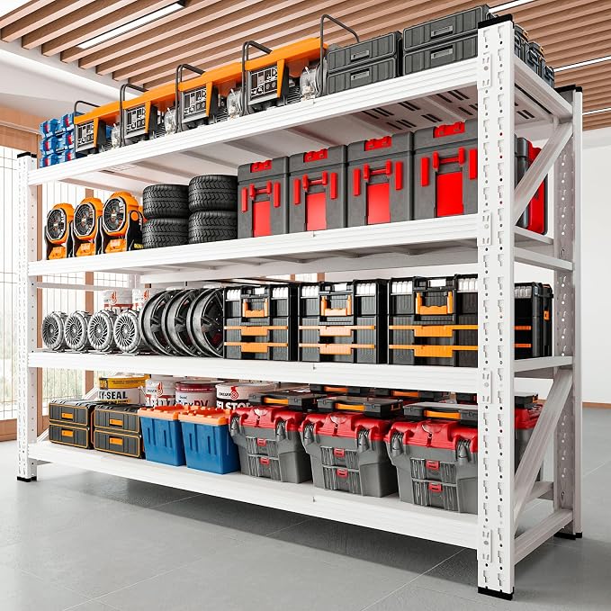 RAVIGIN 5000LBS Storage Shelves,60" W Garage Shelving Heavy Duty Metal Adjustable Garage Shelves, Shelving Units Industrial Shelving for Warehouse,60" W x 24" D x 70" H,White by RAVIGIN