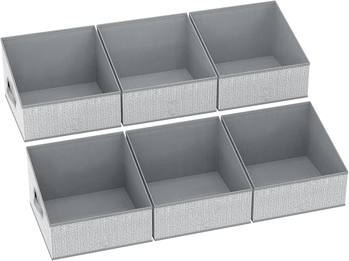 DIMJ Closet Storage Bins - Fabric Storage Baskets for Shelves, Collapsible Closet Organizers and Storage with Handles, Trapezoid Shelf Organization Storage Cubes for Purse, Toys, Books, Towel, Socks by DiMJ