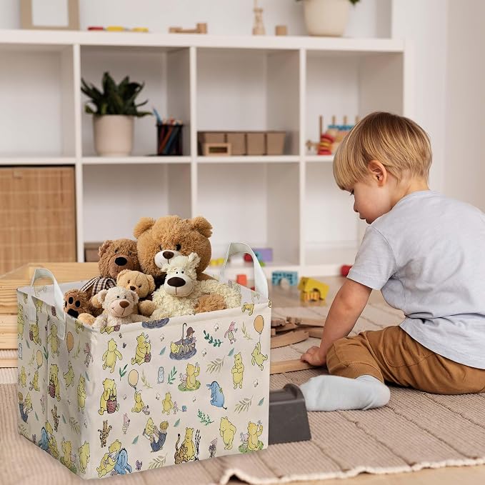 Winnie baby Stuff，Winnie Storage Nursery Basket, Large squarecanvas Laundry Hamper With A Waterproof PECoating, Foldable, Bathroom and Bedroom SetClothes ,Toys Bin, Baby Nursery HamperDecor - Image 7