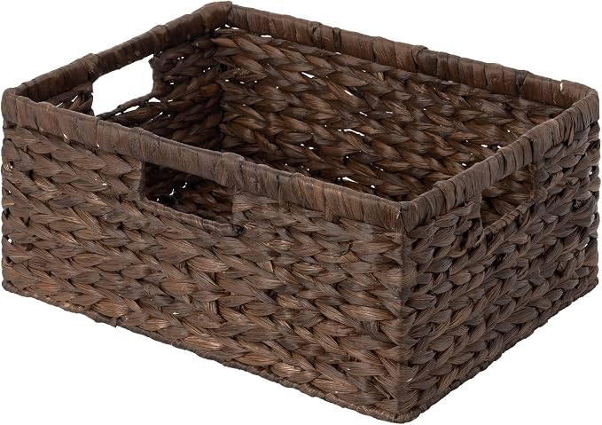 StorageWorks Large Storage Baskets for Shelves, Wicker Shelf Baskets for Organizing, Water Hyacinth Basket with Handles, Decorative Storage Basket for Toy, Pantry Organizers by StorageWorks
