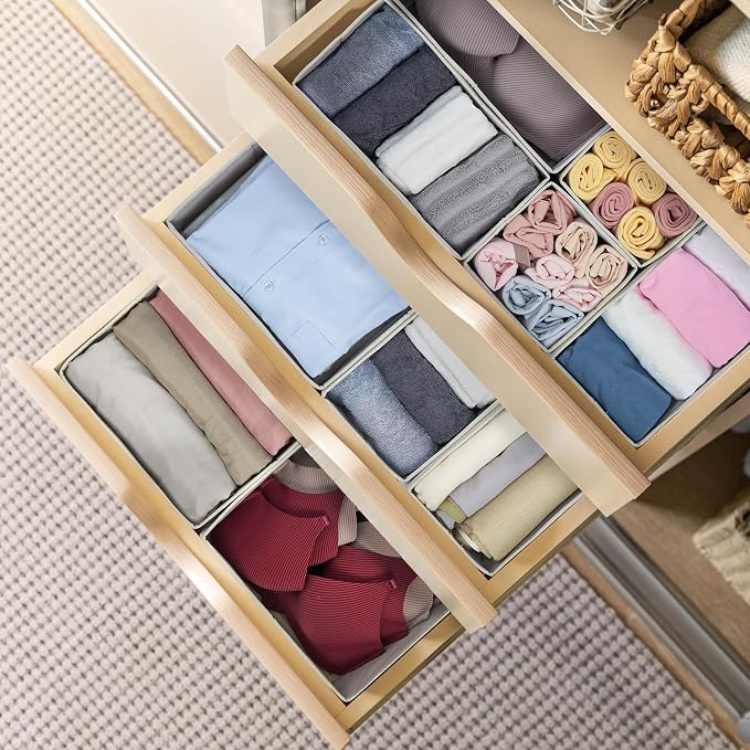Kootek 16 Pack Drawer Organizer Clothes, Dresser Drawer Organizers for Clothing Fabric Foldable Closet Organizers and Storage Bins for Baby Clothes, Nursery, Underwear, Bras, Socks - Image 5