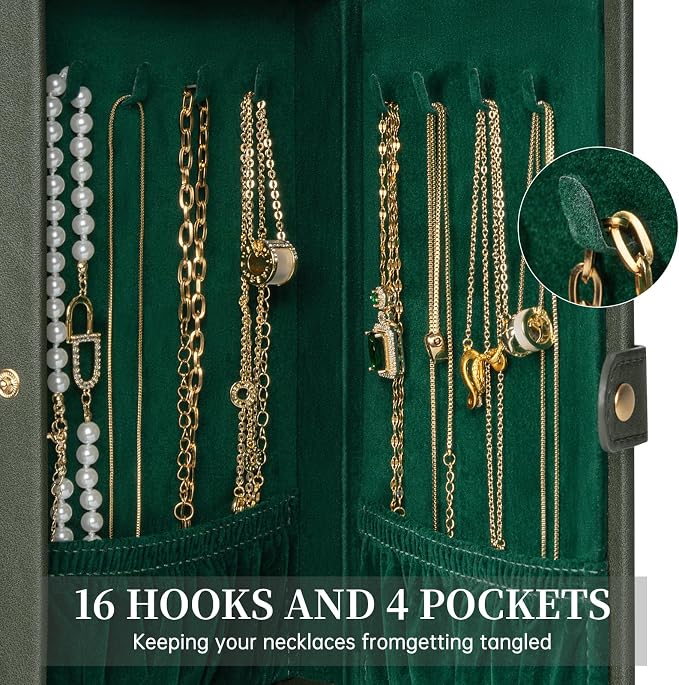 AKOZLIN Jewelry Box Organizer Functional Leather Jewelry Storage Case for Women Girls Ring Necklace Earring Bracelet Holder Organizer with Mirror - Image 6