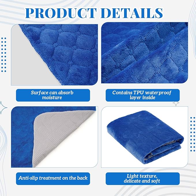 Couples Waterproof Mat Lover Reusable Stainproof Blanket Quiet Easy Use Towel Protector for Adult Multi Functional Bed Sheets Couple Messy Play Pleasure Comfort(Blue,54 x 34 Inch)