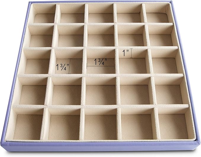 Frebeauty Earring Organizer Classic Jewelry Box 50 Slots Double Layer Jewelry Storage Case with 6 Necklace Hook and Bracelet Pocket(Purple) - Image 6