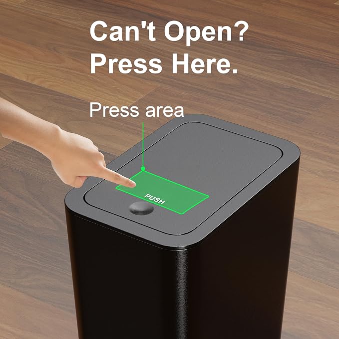 N. NETDOT 3 Pack 10 L/2.6 Gal Bathroom Trash Can with Lid, Small Kitchen Trash Bin with Press Type Lid, Black Trash Can/Slim Garbage Cans/Trash Bin/Waste Basket for Bathroom,Kitchen,Office,Bedroom - Image 9