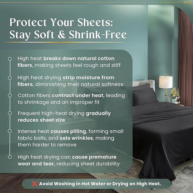 Egyptian Cotton Sheets Queen Size 800 Thread Count, 100% Cotton Queen Sheet Set — Deep Pocket Fitted 15", Sateen Weave, No Pill, Soft Cooling Charcoal 4 Piece Sateen Bed Set, OEKO-TEX Certified