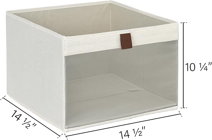 StorageWorks Closet Storage Bins, Extra Large Storage Baskets with Clear Window and Handles, Foldable Fabric Organizer for Clothes, Shelves, Beige, 3 Pack - Image 3