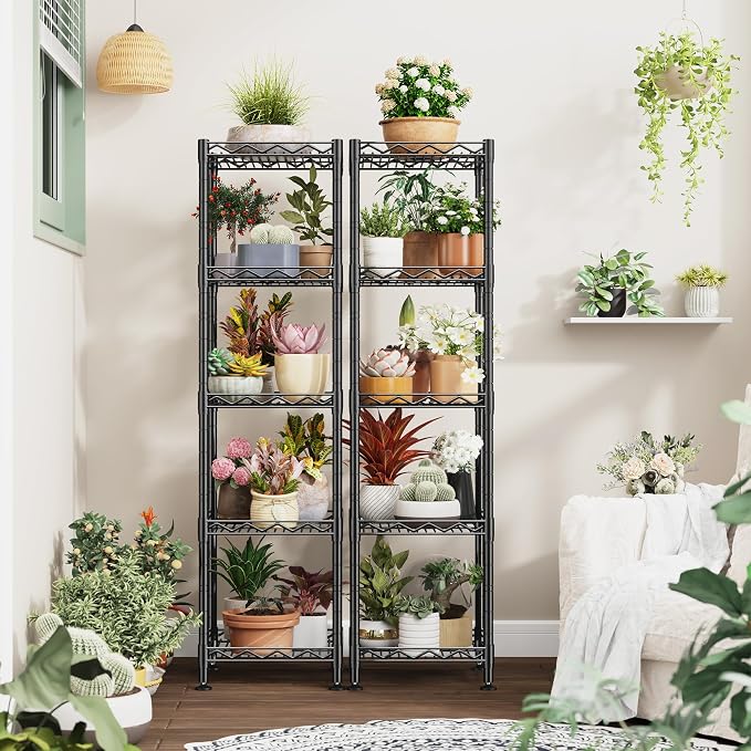 5 Tier Metal Shelving Unit Adjustable Storage Shelves:Wire Shelves Storage Rack Standing Bathroom Shelf and Narrow Small Shelf for Kitchen Pantry Closet Laundry Dorm Office 12''Wx12''Dx49''H Black - Image 8