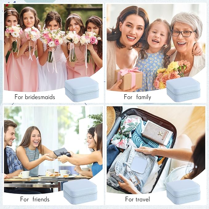 Taiyin Travel Jewelry Case, Bridesmaid Gifts Mini Jewelry Organizer, PU Leather Portable Earring Box for Women Girls - Image 4