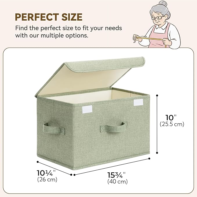 GRANNY SAYS Storage Bins with Lids, Decorative Storage Boxes, Clothes Stoarge Bins, Shelf Baskets, Closet Storage Bins for Clothing, Collapsible Storage and Organization, Sage Green, Large, 2-Pack - Image 5