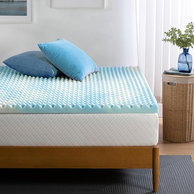 ZINUS 2 Inch Swirl Gel Cooling Memory Foam Mattress Topper, Smaller, More Convenient WonderBox Packaging, Cooling, Airflow Design, CertiPUR-US Certified, Full