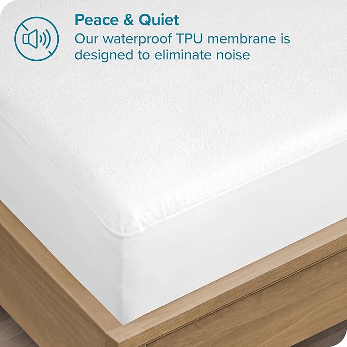 Bare Home Full Size Mattress Protector - 100% Waterproof & Breathable - Premium Cooling Mattress Cover - Protects Against Spills - Vinyl Free Noiseless - Protect Your Mattress (Full, White)