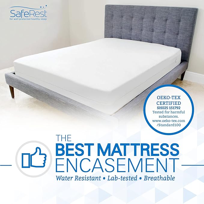 SafeRest Zippered Mattress Protector - Premium 12-15 Inch Waterproof Mattress Cover for Bed - Breathable, Noiseless Washable Mattress Encasement - Full