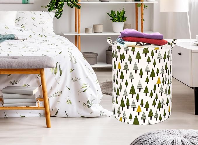 Collapsible Kids Laundry Basket Clothes Hamper, Foldable Storage Organizer Bin, Toy Clothes Storage with Handles for Boys Girls Bedroom, Room Decor Christmas Tree - Image 5