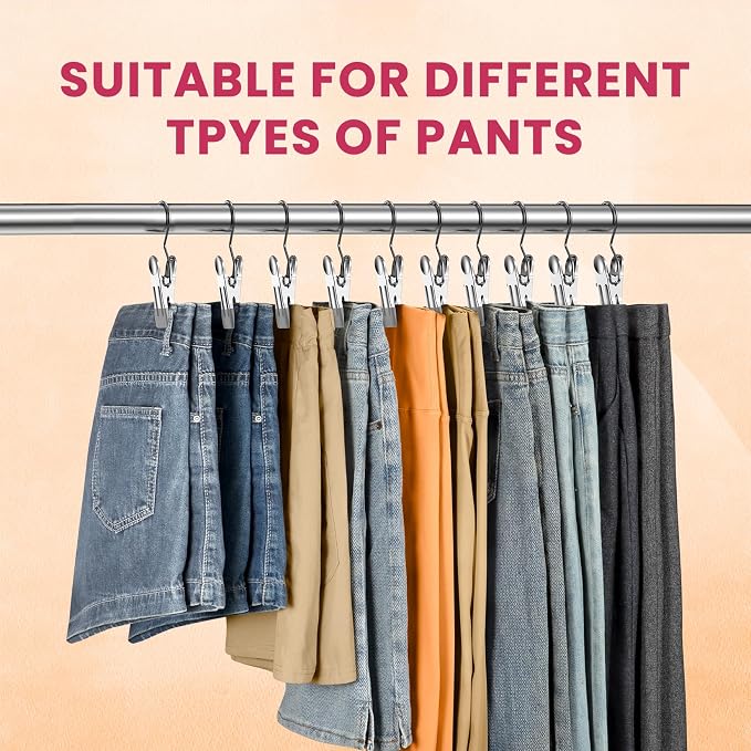 30 Pack Pants Hangers with Clip,Legging Organizer for Closet Hanging, Space Saving Yoga Pants Hangers Clip Hanger Wardrobe Organization,Closet Organizers and Storage for Jeans,Shorts,Skirts,Hats-Gray - Image 6