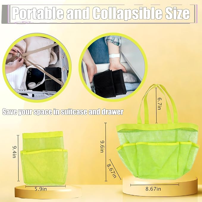 Attmu Mesh Shower Caddy Portable, Quick Dry Hanging Shower Tote Bag for College Dorm Room Essentials, Large Capacity Caddy Dorm for Bathroom Gym Swimming - Image 4