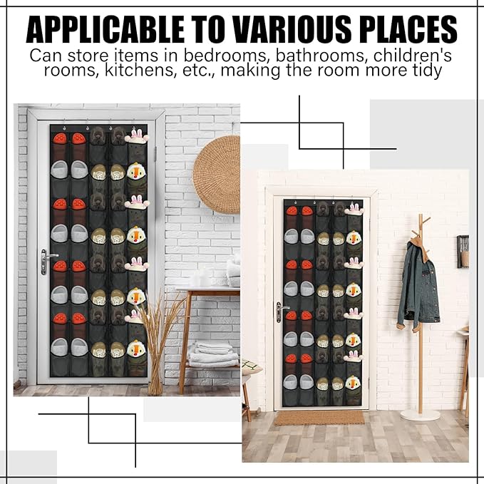 Windyun 40 Over the Door Shoe Organizer Large Breathable Mesh Pockets Hanging Shoe Rack for Closet Black Behind Door Hanger Storage Holder Nonslip Hooks for Women Men Entryway Bedroom Utility Room - Image 6