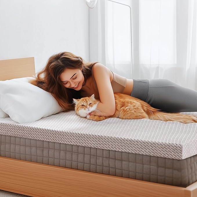 Subrtex Cover for Mattress Topper King Size 3 Inch (Only Cover) Mattress Topper Protector Bedding Removable Encasement with Zipper Closure