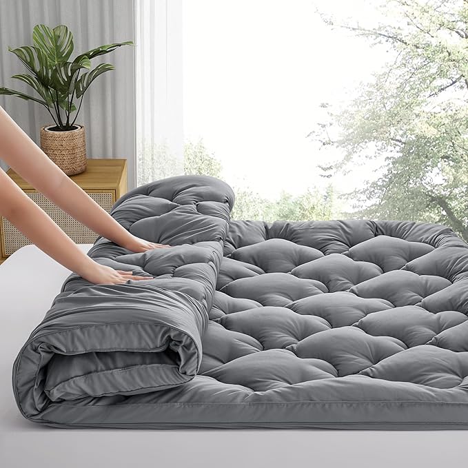 2 Inch Mattress Topper Pillow Top Queen Size Extra Thick Padded Mattress Pad & Protector, Breathable Fitted Deep Pocket 8-21, Ultra Soft & Supportive