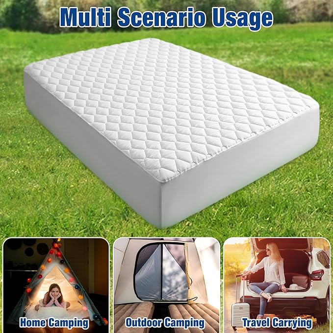 GOONIK Air Mattress Protector, Queen Size Air Mattress Pad Cover with 15-23 Inches Deep Pocket, White