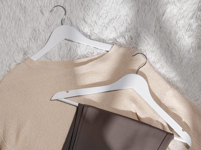 StorageWorks White Wooden Hangers 20 Pack, Heavy Duty Wood Hangers for Closet, Clothes Hangers for Coats, Bridesmaid Suits, Wedding Dress - Image 2