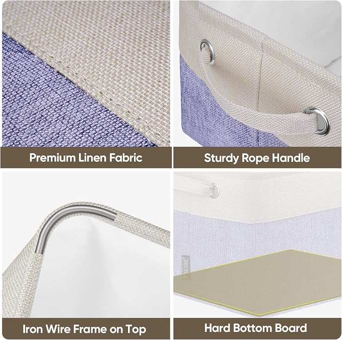 BALEINE 4 Pack Fabric Closet Storage Bins for Shelves, Linen Closet Organizers and Storage, Decorative Baskets for Organizing, Shelf, Clothes, Home, Office (Lavender, 12"x8"x8") - Image 8