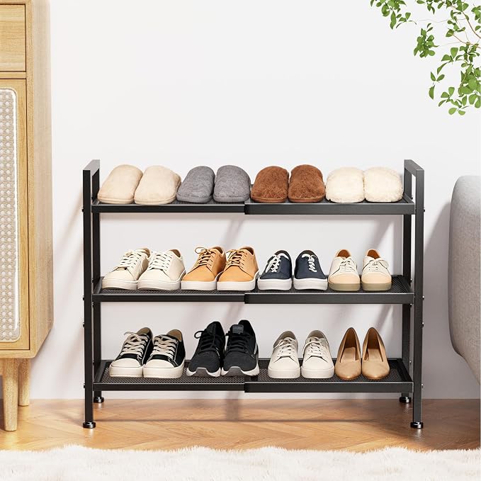 3 Tier Shoe Rack, Expandable Shoe Rack for Closet, Adjustable Shoe Organizer for Entryway, Shoe Storage Organizer for Door Entrance, Garage, Bedroom - Image 8