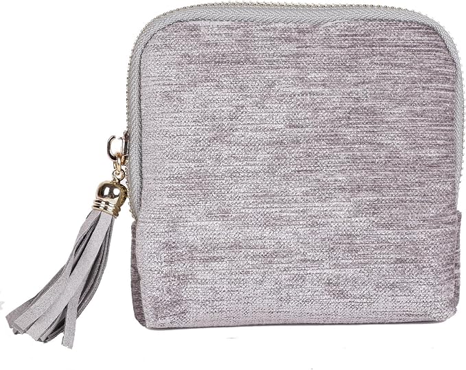 ASINGYER Travel Jewelry Storage Bag for Women, Velvet Portable Jewelry Organizer with Tassel Zipper, Small Pouches for Bracelets Necklaces Rings Earrings, Wedding Gift for Women (silver) by ASINGYERbyASINGYERHOME