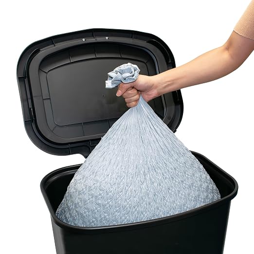 Glad Premium 20 Gallon Trash Can - Plastic Kitchen Waste Bin with Odor Protection of Lid, Stainless Steel Step On Foot Pedal and Garbage Bag Rings, Black - Image 8