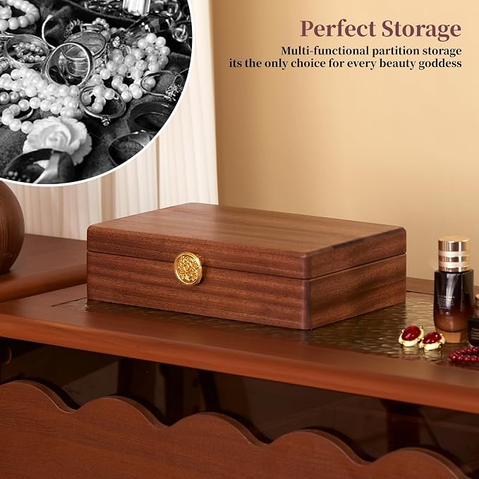 Travel Jewelry Case Small Wood Jewelry Organizer Jewelry Box for Women (Single Nut-Brown A) - Image 3
