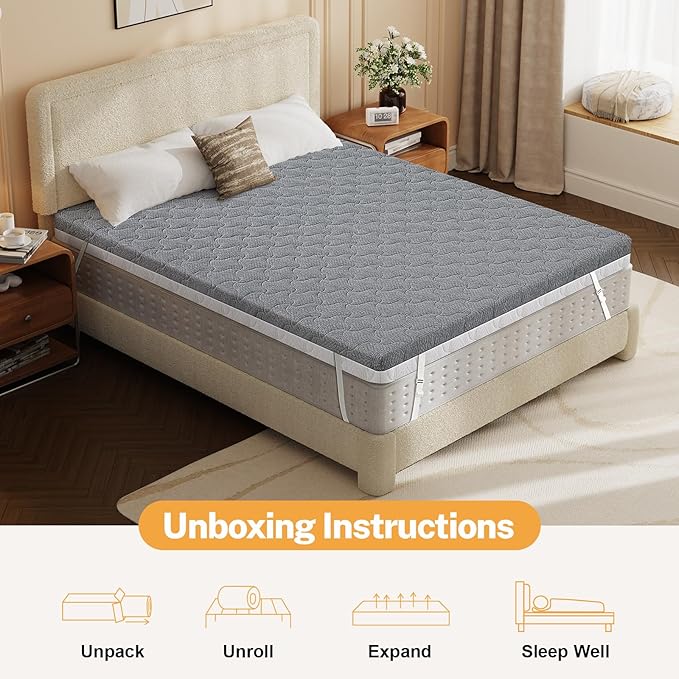 Extra Firm Mattress Topper King Size 4 Inch,Firm to Extra Firm Mattress Pad with Dual Sides Flippable for Back Pain Relief, High-Density Support Bed Topper with Washable Cover, CertiPUR-US,80" x 76"