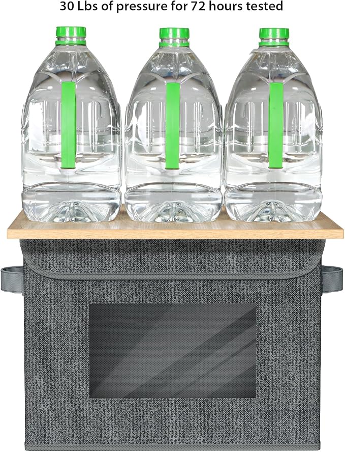 Univivi Fabric Foldable Storage Boxes with Lids [4-Pack] Large Stackable Storage Bins, Closet Organizers and Storage Cube Storage Organizer for Home, Office, Bedroom (Black, 17“ x 12” x 12") - Image 3