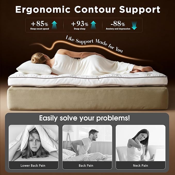 4 Inch Queen Mattress Topper - Ultra Thick Soft Memory Foam Mattress Topper for Body Pain Relief, Universal Fit for Bedrooms, Guest Rooms & RVs, 80x60 Inch.