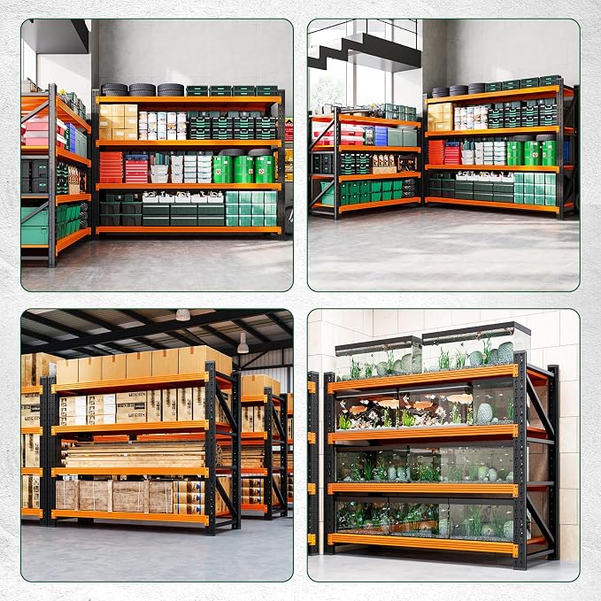 Letaya 3000LBS Heavy Duty Storage Shelves,70" H Metal Garage Shelving Units,4 Tier Large Tall Industrial Shelving,Adjustable Utility Rack Shelf for Warehouse,Basement (Orange, 48" W x 24" D x 70" H) - Image 6