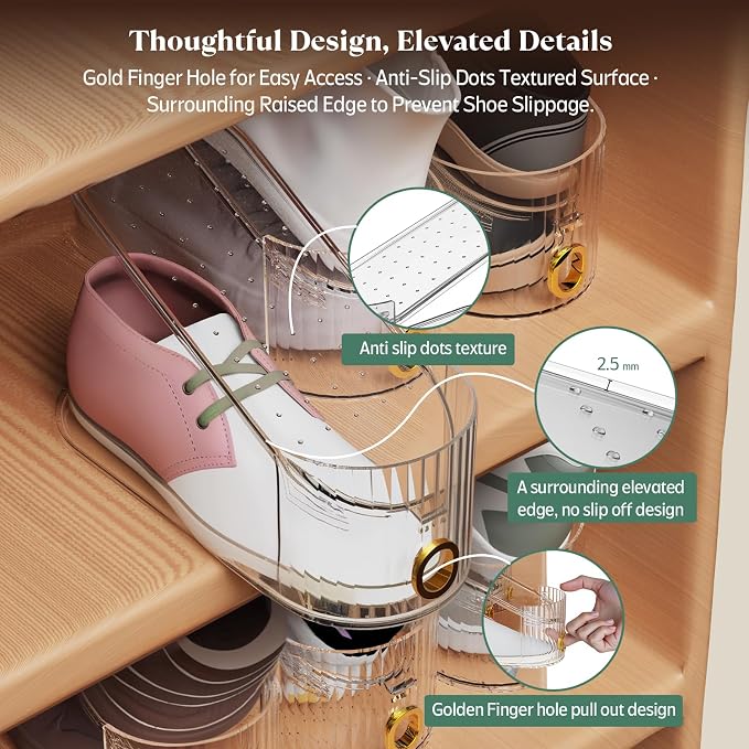 Clear 20 Pack Shoe Slot Organizer, Shoe Stacker Organizer Holders for A Pair of Shoes, Adjustable Thickening Double Layer 50% Shoe Space Saver Rack Storage for Closet (clear, 20 pack) - Image 5