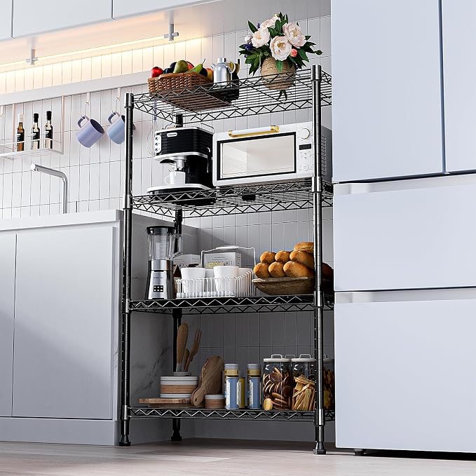 M MZG 1000 lbs Storage Shelving Steel Heavy Duty 4-Tier Utility Shelving Unit Steel Organizer Wire Rack for Home,Kitchen,Office (13.7" D x 29.5" W x 47.2" H) - Image 6