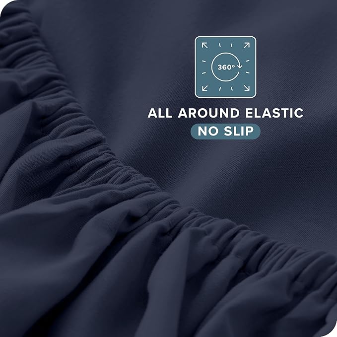 Bare Home Queen Sheet Set - 1800 Ultra-Soft Microfiber Queen Bed Sheets - Double Brushed - Deep Pockets - Easy Fit - 4 Piece Set - Bedding Sheets & Pillowcases (Queen, Midnight Blue)