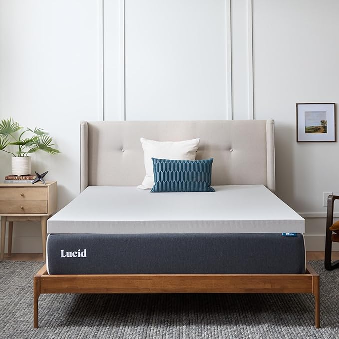 Lucid 3 Inch Bamboo Charcoal Infused Memory Foam Mattress Topper - California King Size – Moisture and Odor Control - Ventilated - Deep Plush Feel, Pressure-Relief Bed Topper – CertiPur Certified