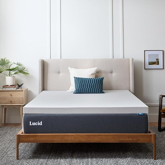 Lucid 3 Inch Bamboo Charcoal Infused Memory Foam Mattress Topper - California King Size – Moisture and Odor Control - Ventilated - Deep Plush Feel, Pressure-Relief Bed Topper – CertiPur Certified