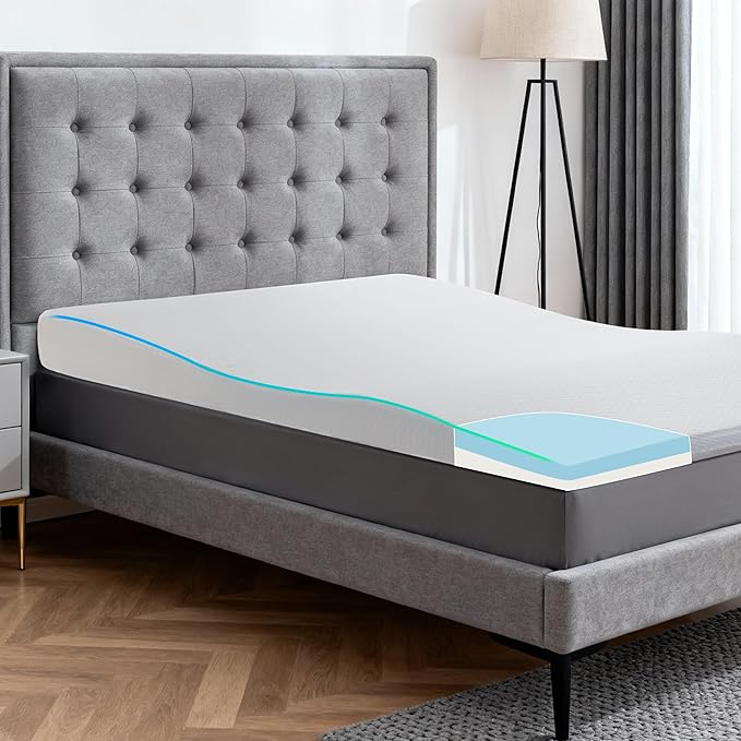 HOMBYS Bed Wedge Pillow Twin Size, 5-Inch Thickness Ergonomic Curved Mattress Topper for Advanced Relief of Acid Reflux, Back Pain & Snoring, 2-in-1 Adjustable Inclined Support System