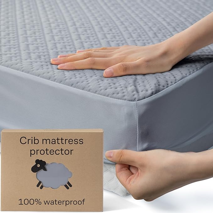 Niagara 1 Pack Viscose Made from Bamboo 100% Waterproof Crib Mattress Protector, Soft Breathable Crib Mattress Protector with Deep Pocket, Crib Mattress Pad for Toddler and Baby (52x28, Gray)