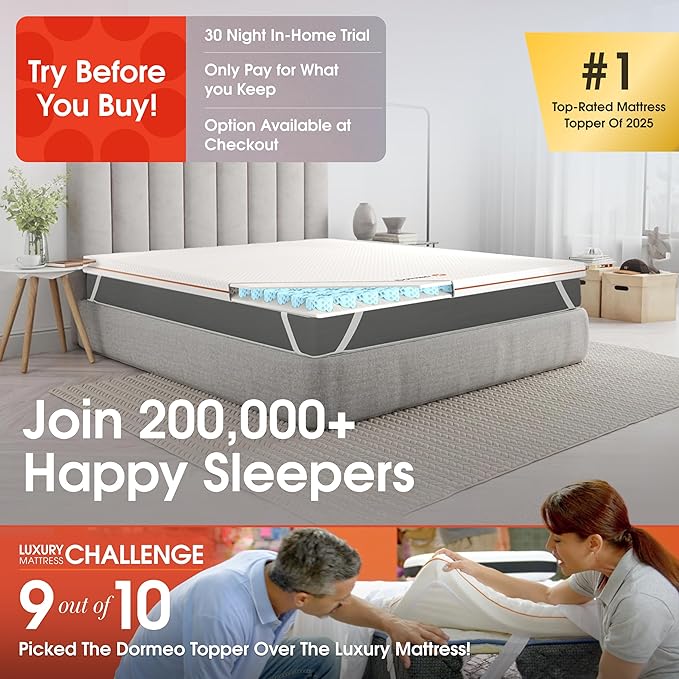 Dormeo Premium Twin XL Cooling Mattress Topper - 3-Zone OctaspringⓇ Technology for Optimal Back Support, Anti-Slip Bottom