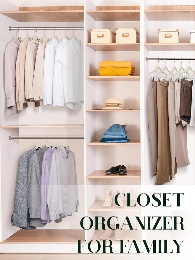 Cozymood Velvet Skirt Hangers - Pack of 24 - Velvet Hangers with Clips Ultra Thin Non Slip Velvet Pants Hangers Space Saving Clothes Hanger for Trouser, Skirts, Jeans, Dress (Beige) - Image 8