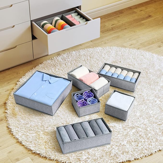 DIMJ Drawer Organizers Cloths, Closet Underwear Organizer, 15 Packs Foldable Closet Organizers, Sock Drawer Organizer, Fabric Dresser Drawer Dividers for Clothes Underwear Bras Socks - Image 6