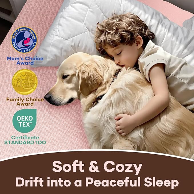 OhGeni 100% Waterproof Mattress Protector, Queen Size Pink, Fitted Sheet with Deep Pockets, 6''-18'', Premium Noiseless Breathable Soft Material, Mattresses Cover for Bed