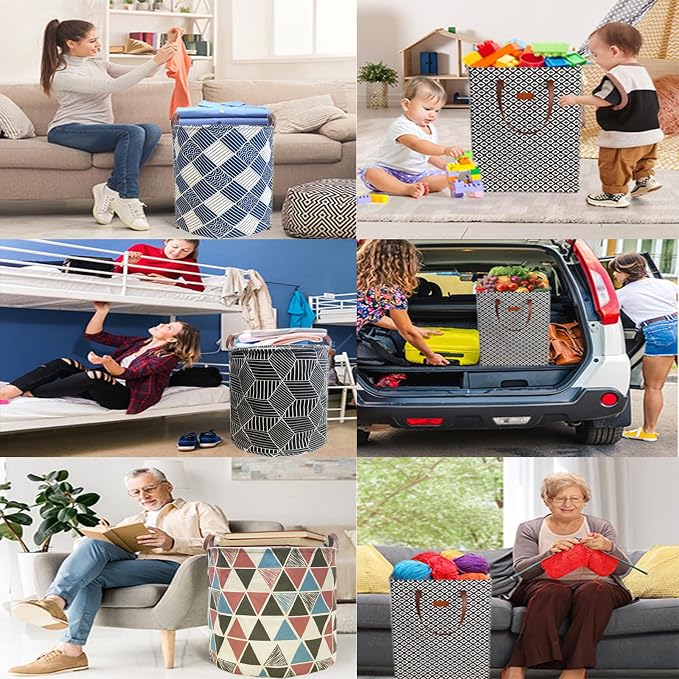 Waterproof Laundry Hamper Collapsible Laundry Basket Leather Handle Laundry Bag Large Clothes Storage Toy Organization for Bathroom Bedroom Laundryroom College Dorms (92-Satisfied laundry hampers) - Image 7