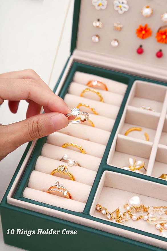 QBestry Womens Earrings Jewelry Box for Girls Jewelry Earring Organizer Box Earring Holder Organizer for Girls Jewelry Organizer Boxes for Women Girls Stud Earrings Organizers Jewelry Box Green - Image 6