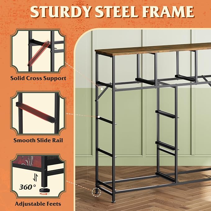 WLIVE 9 Drawer Dresser, Fabric Storage Tower for Bedroom, Hallway, Closet, Tall Chest Organizer Unit for Bedroom with Fabric Bins, Steel Frame, Wood Top, Easy Pull Handle, Pattern - Image 7