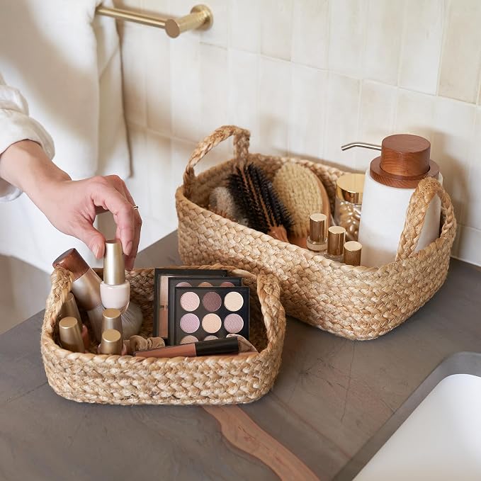 Beautiful Storage Basket Set of 4 - Natural Jute Rope Baskets for Shelves Are Perfect for Organizing Your Home - Quality Storage Bins Easily Fit With Any Nursery or Bedroom Decor - Image 6